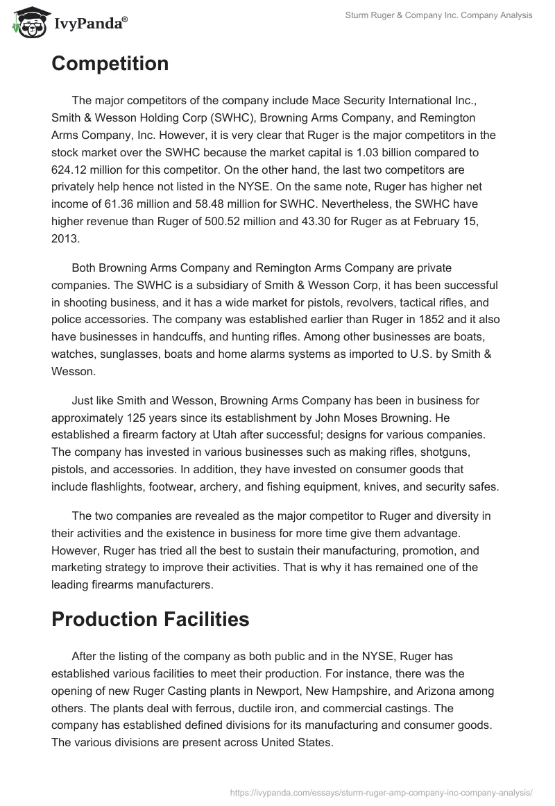 Sturm Ruger & Company Inc. Company Analysis. Page 3