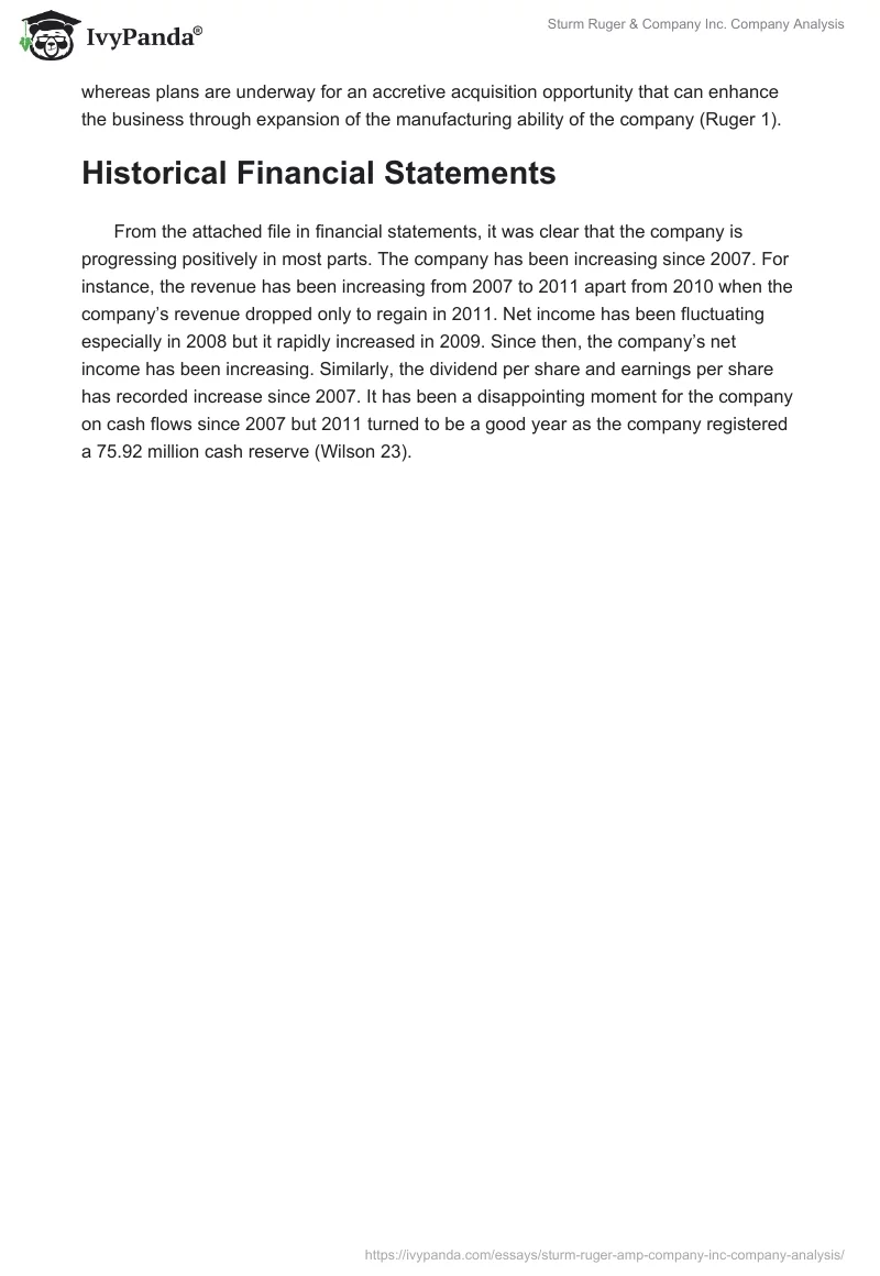 Sturm Ruger & Company Inc. Company Analysis. Page 5