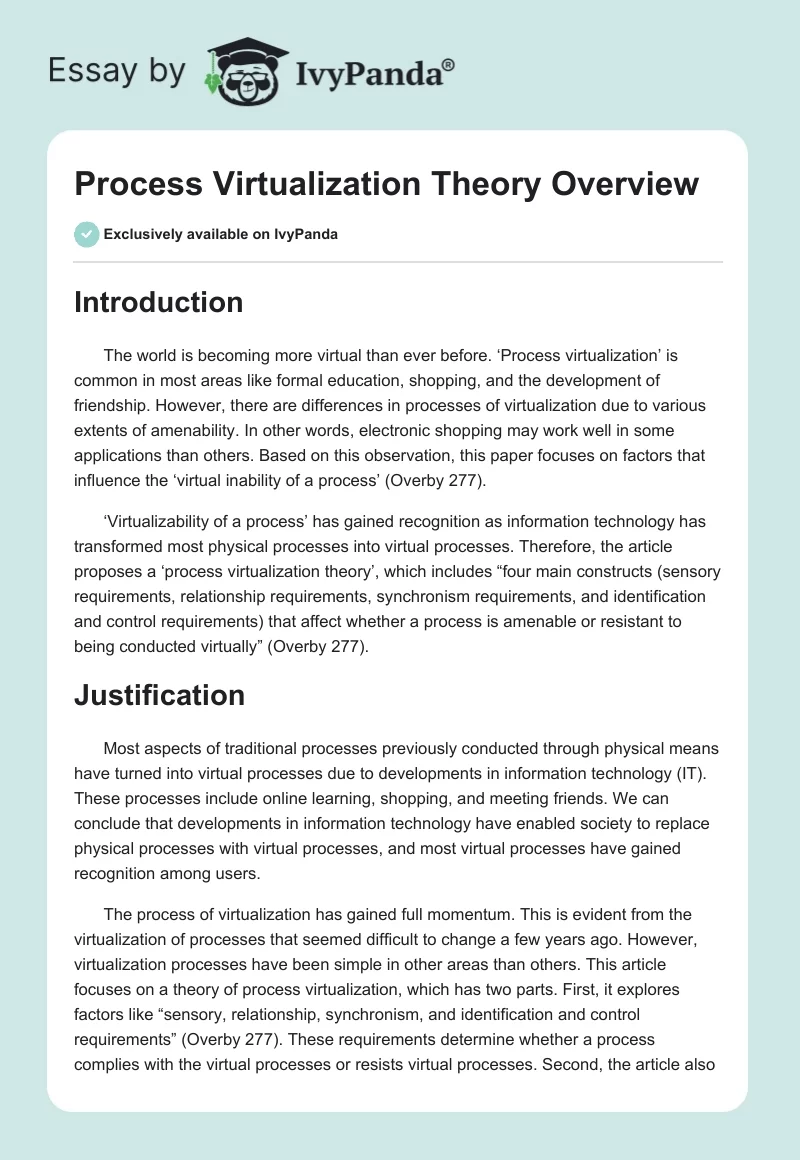 Process Virtualization Theory Overview. Page 1