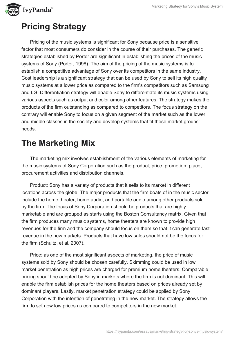 Marketing Strategy for Sony’s Music System. Page 3