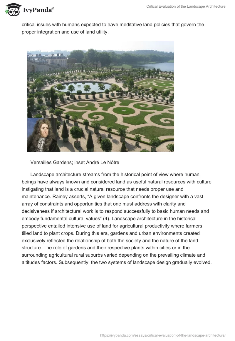 Critical Evaluation of the Landscape Architecture. Page 2