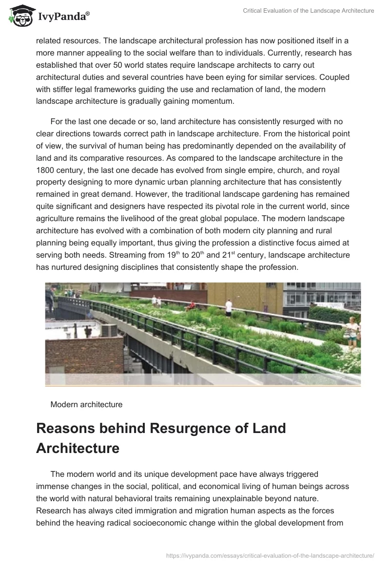Critical Evaluation of the Landscape Architecture. Page 5