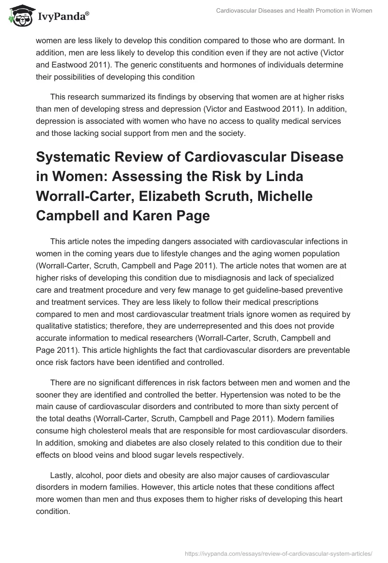 Cardiovascular Diseases and Health Promotion in Women. Page 2