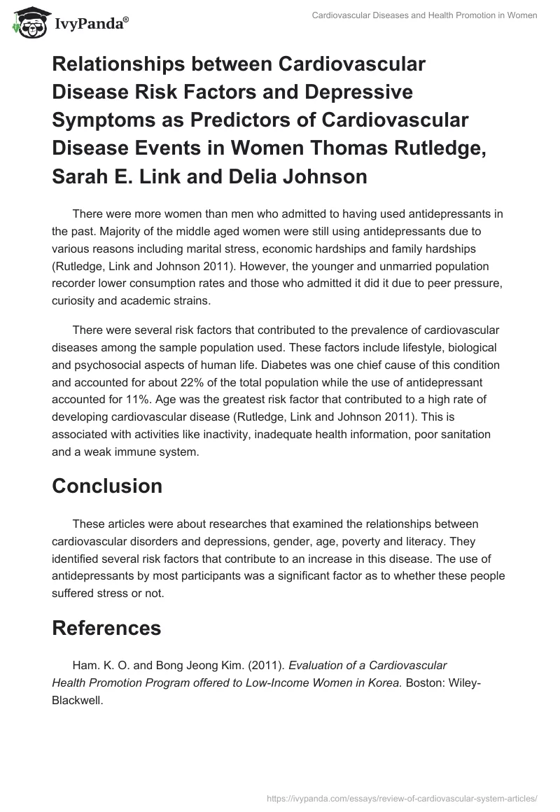 Cardiovascular Diseases and Health Promotion in Women. Page 4