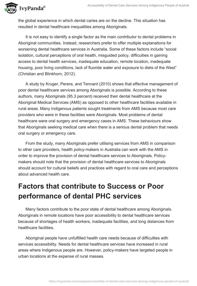 Accessibility of Dental Care Services Among Indigenous People of Australi. Page 3