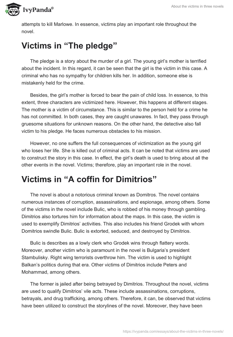 About the victims in three novels. Page 2