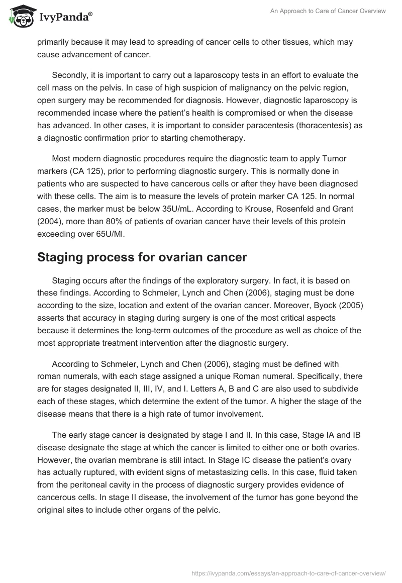 An Approach to Care of Cancer Overview. Page 2