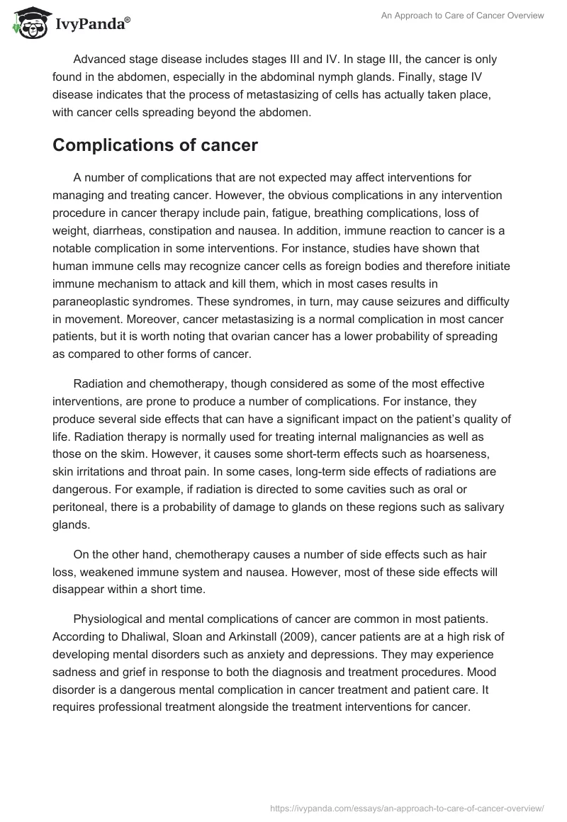 An Approach to Care of Cancer Overview. Page 3