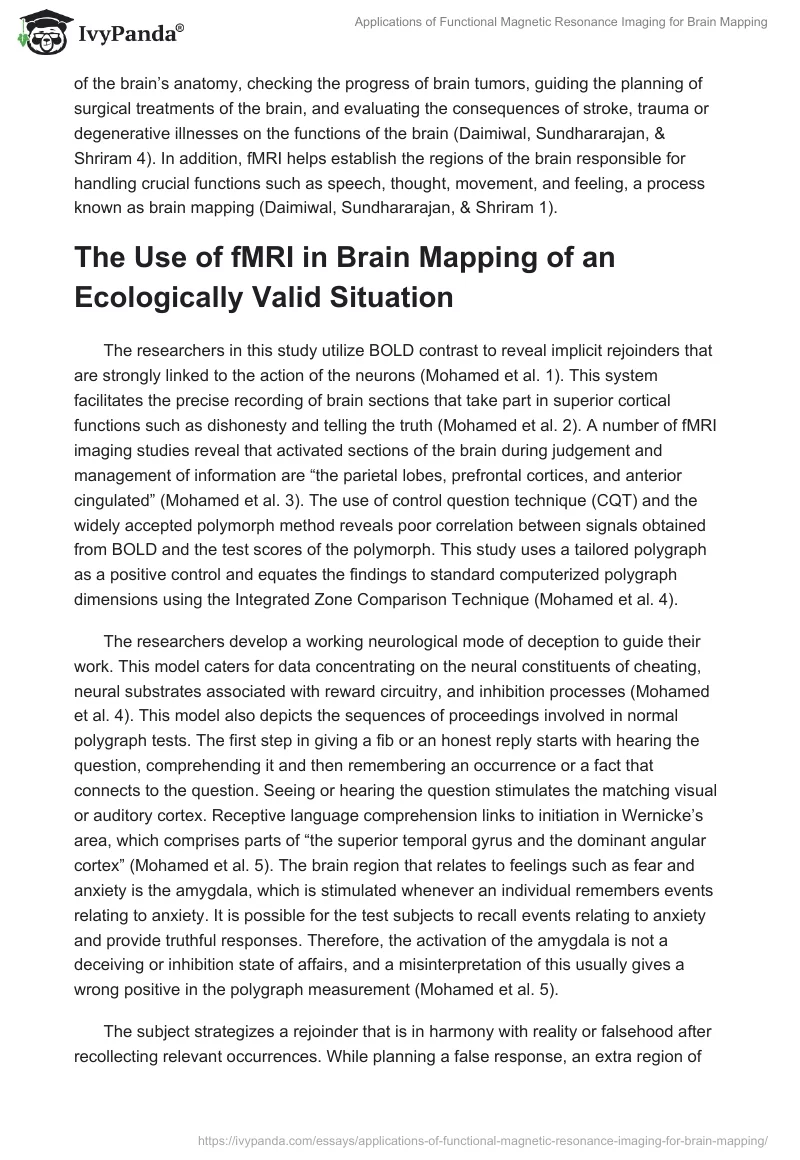 Applications of Functional Magnetic Resonance Imaging for Brain Mapping. Page 3