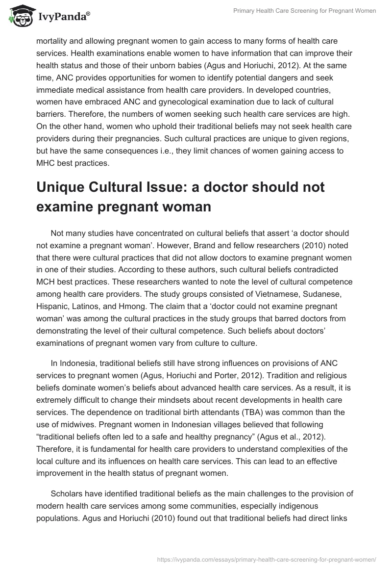 Primary Health Care Screening for Pregnant Women. Page 2