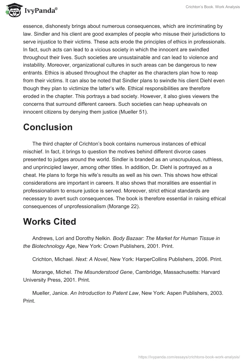 Crichton’s Book. Work Analysis. Page 2