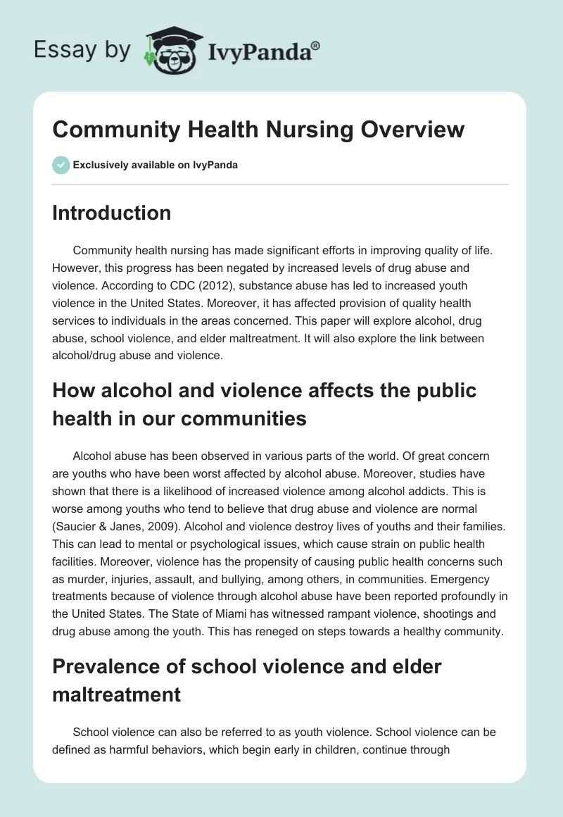 Community Health Nursing Overview. Page 1