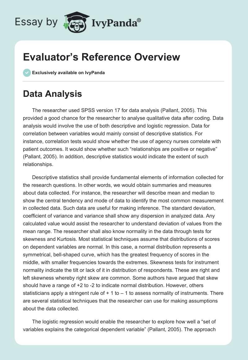 Evaluator’s Reference Overview. Page 1