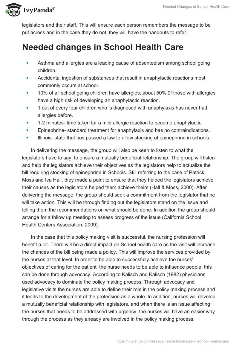 Needed Changes in School Health Care. Page 3