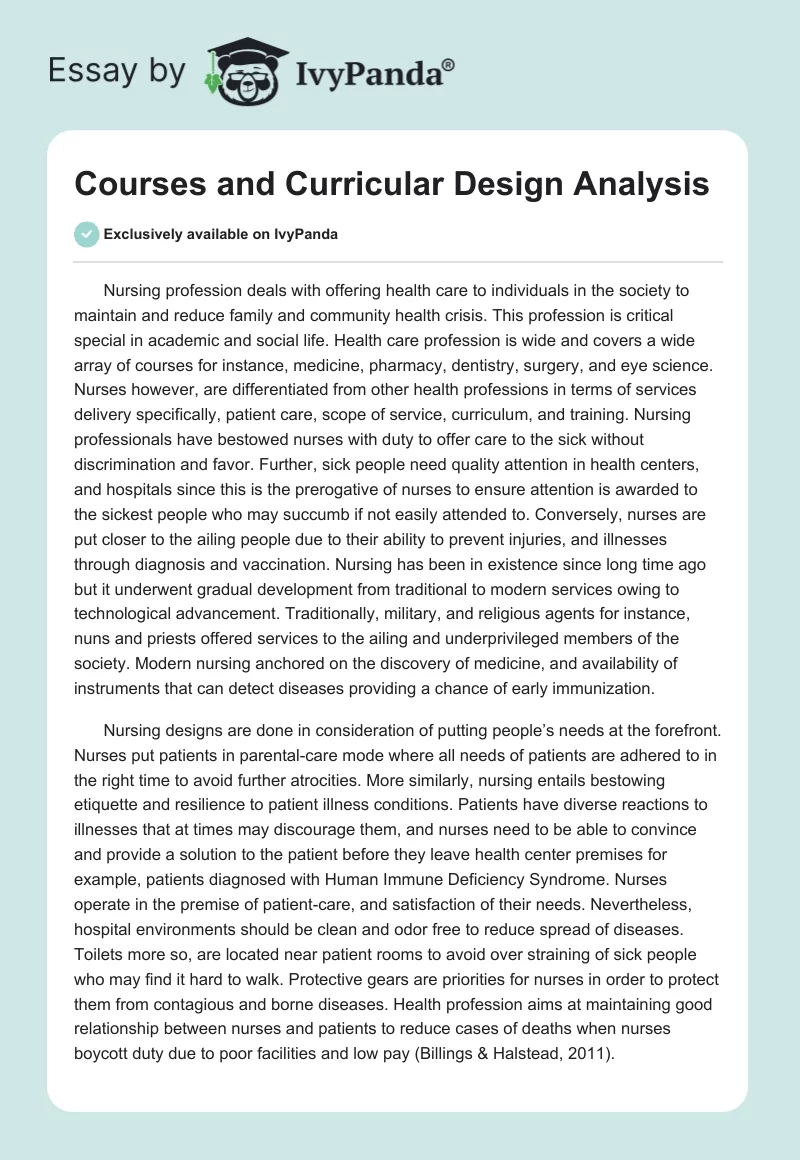 Courses and Curricular Design Analysis. Page 1