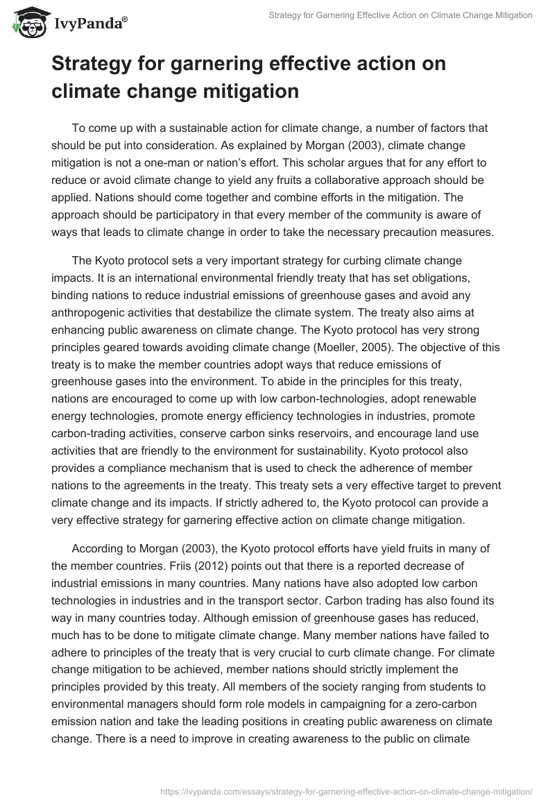 Strategy for Garnering Effective Action on Climate Change Mitigation. Page 2