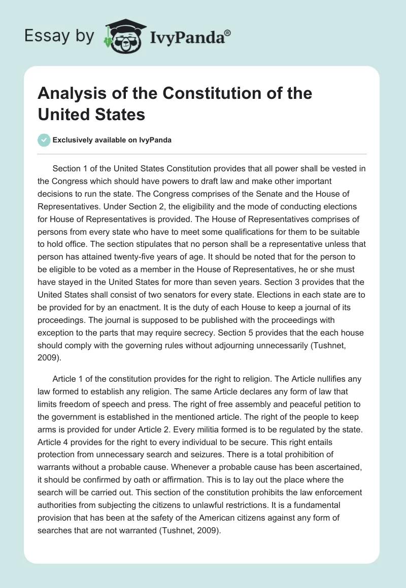 Analysis of the Constitution of the United States. Page 1