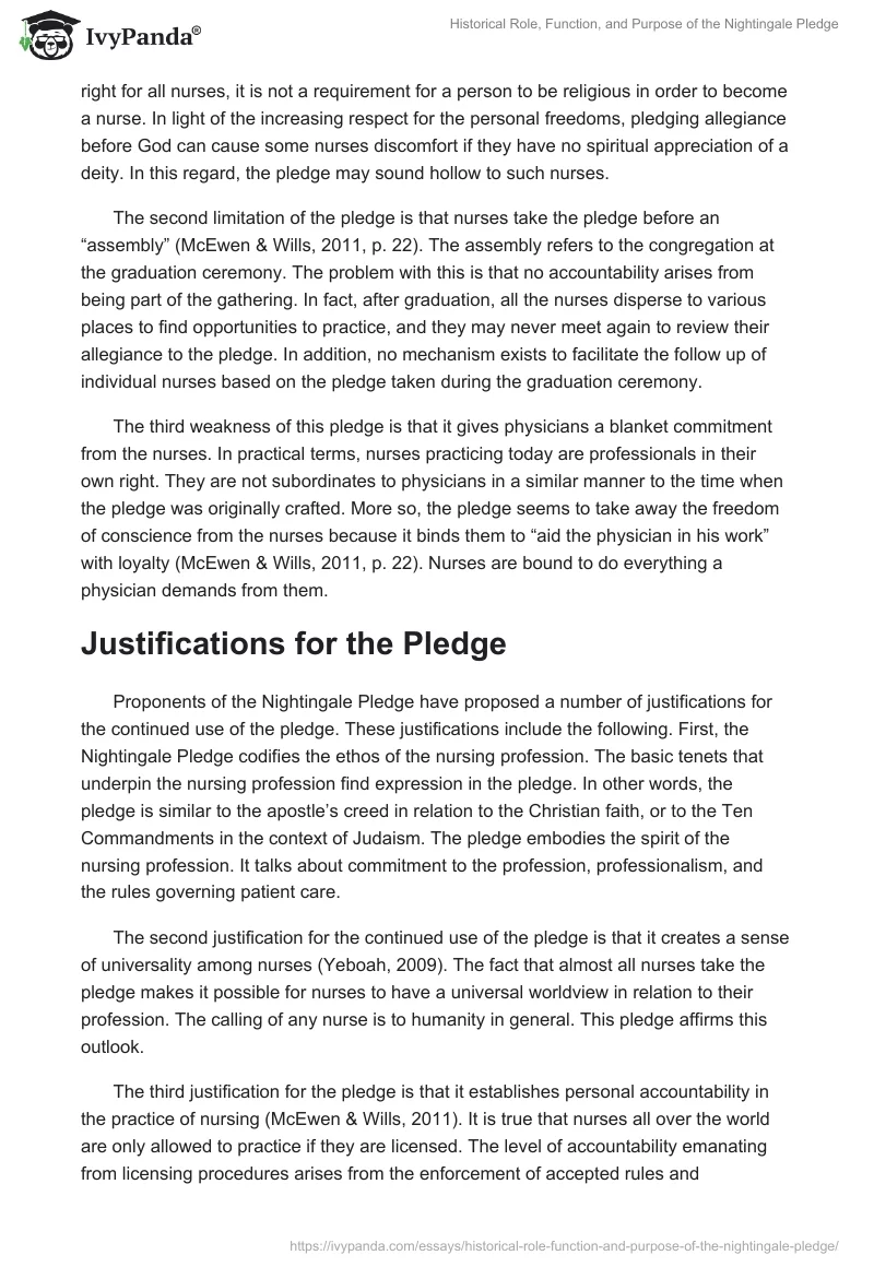 Historical Role, Function, and Purpose of the Nightingale Pledge. Page 3