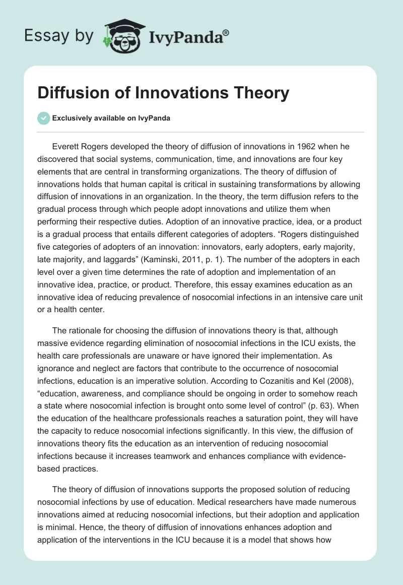 Diffusion of Innovations Theory. Page 1