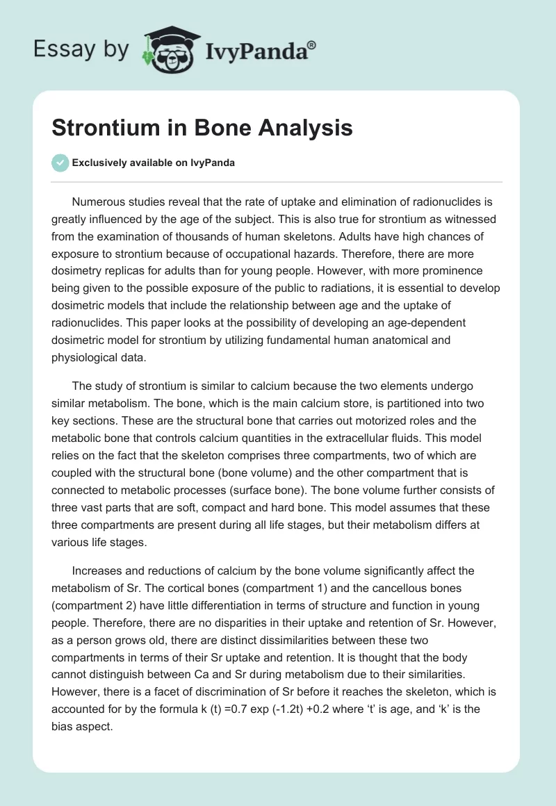 Strontium in Bone Analysis. Page 1