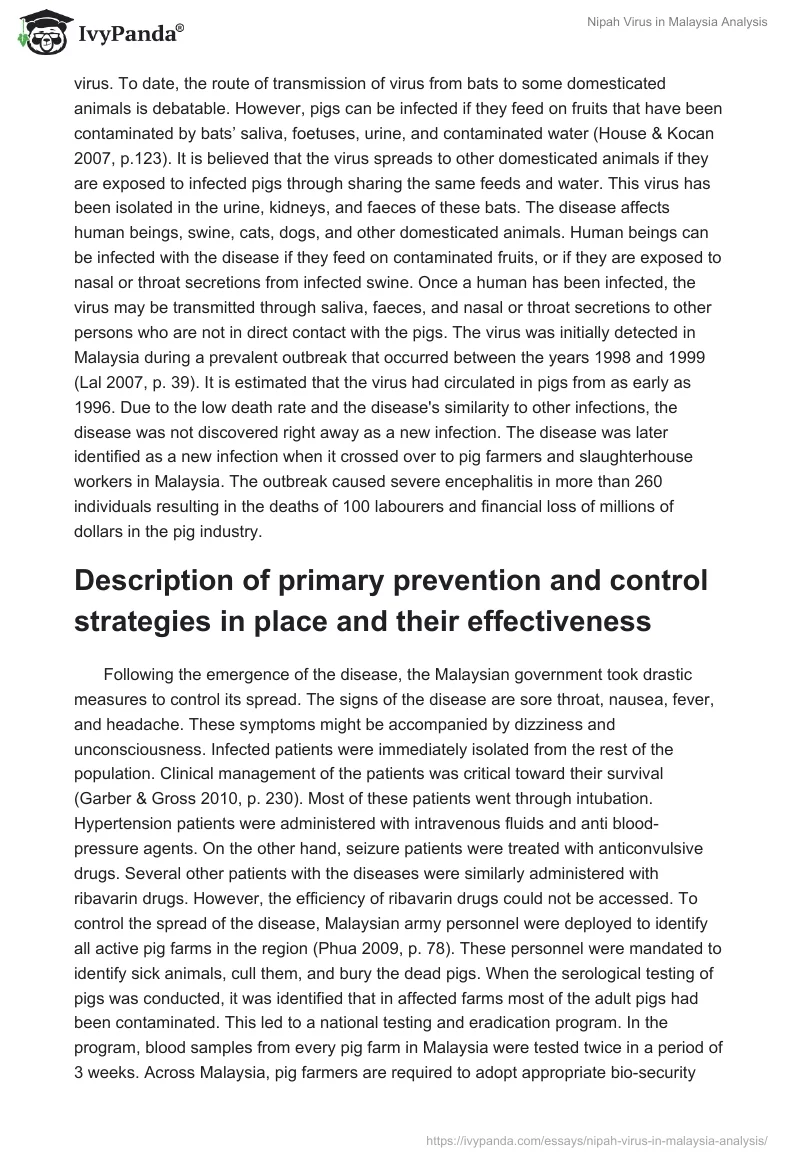 Nipah Virus in Malaysia Analysis. Page 2
