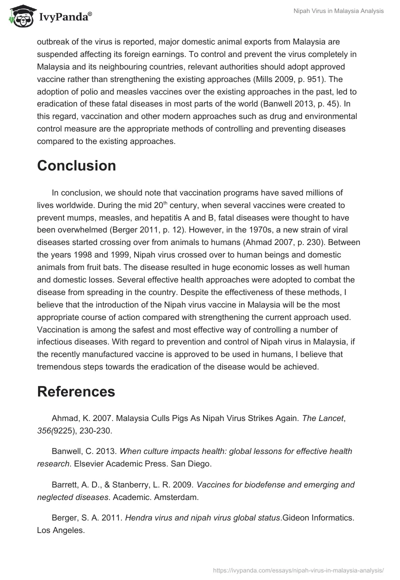 Nipah Virus in Malaysia Analysis. Page 5