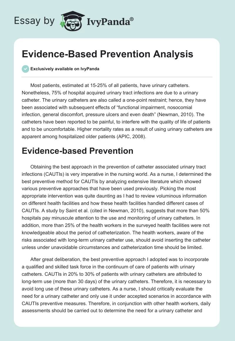 Evidence-Based Prevention Analysis. Page 1