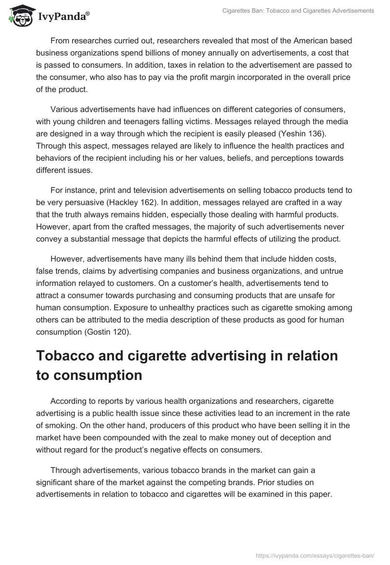 Cigarettes Ban: Tobacco and Cigarettes Advertisements. Page 2
