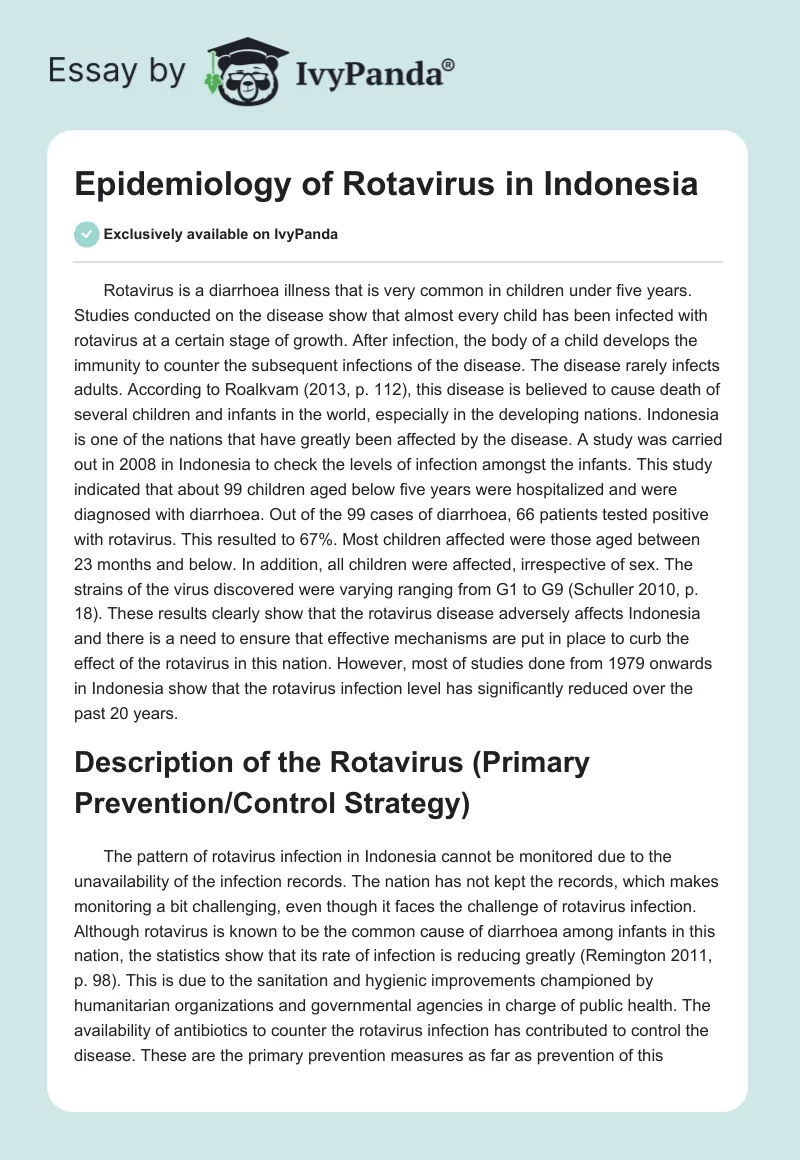Epidemiology of Rotavirus in Indonesia. Page 1