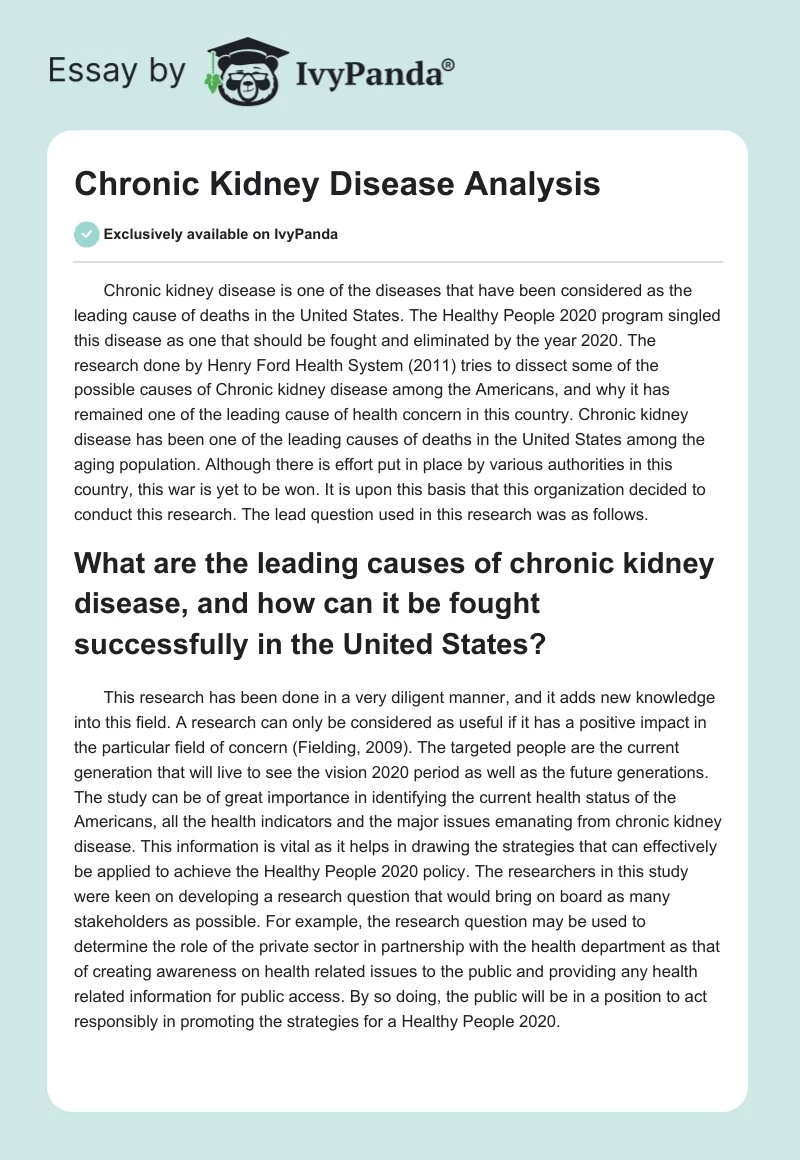 Chronic Kidney Disease Analysis. Page 1