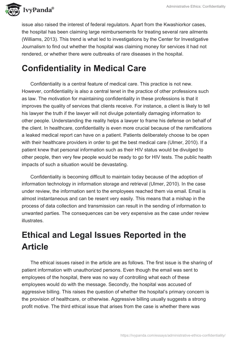 Administrative Ethics: Confidentiality. Page 2