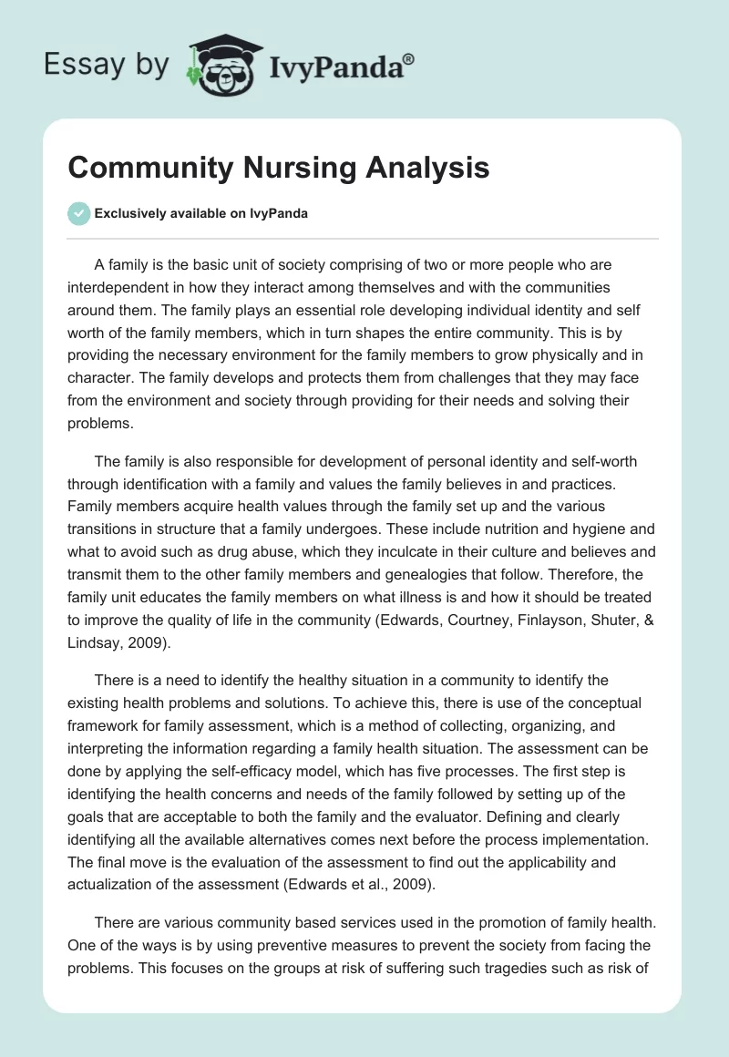 Community Nursing Analysis. Page 1