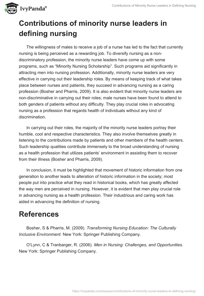 Contributions of Minority Nurse Leaders in Defining Nursing. Page 2