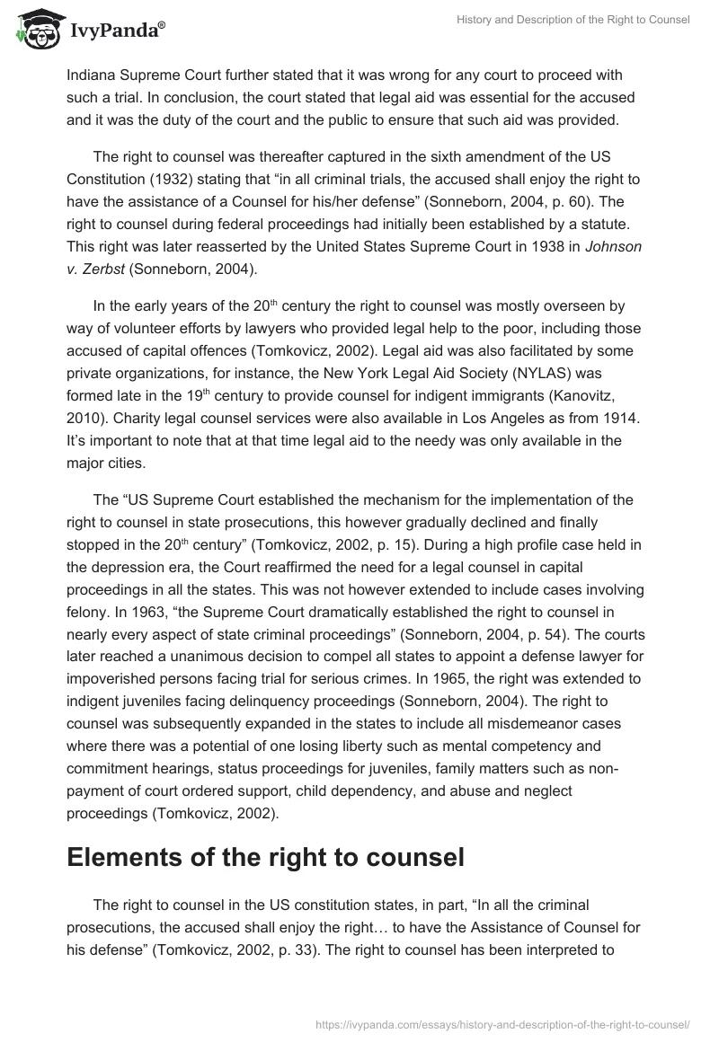 History and Description of the Right to Counsel. Page 2
