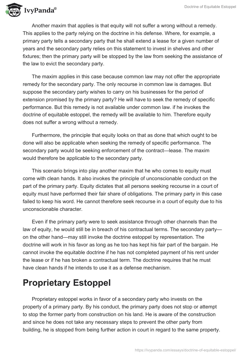 Doctrine of Equitable Estoppel. Page 3