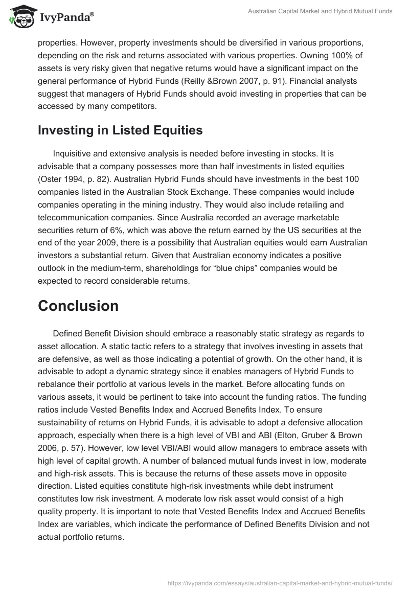 Australian Capital Market and Hybrid Mutual Funds. Page 3