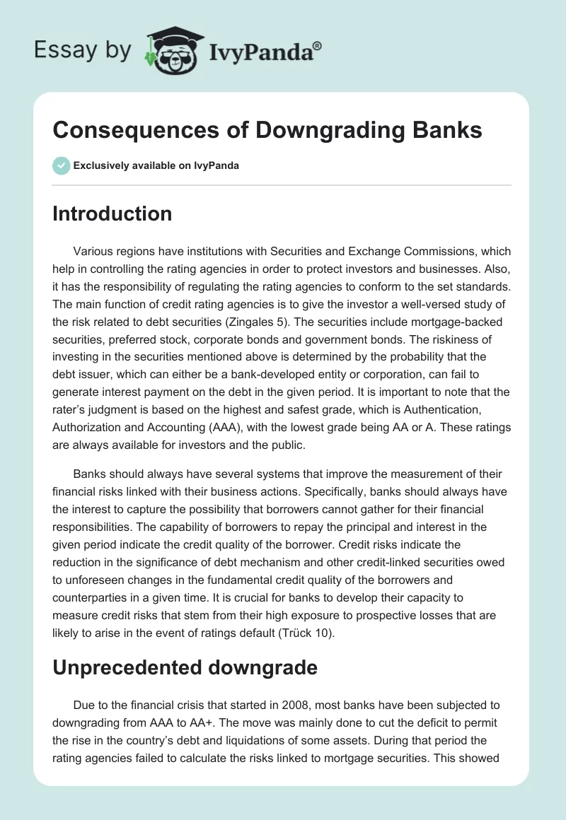 Consequences of Downgrading Banks. Page 1