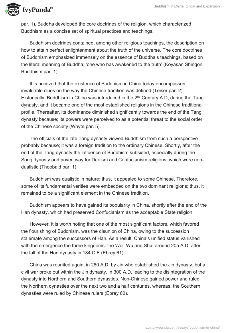 Buddhism in China: Origin and Expansion. Page 2