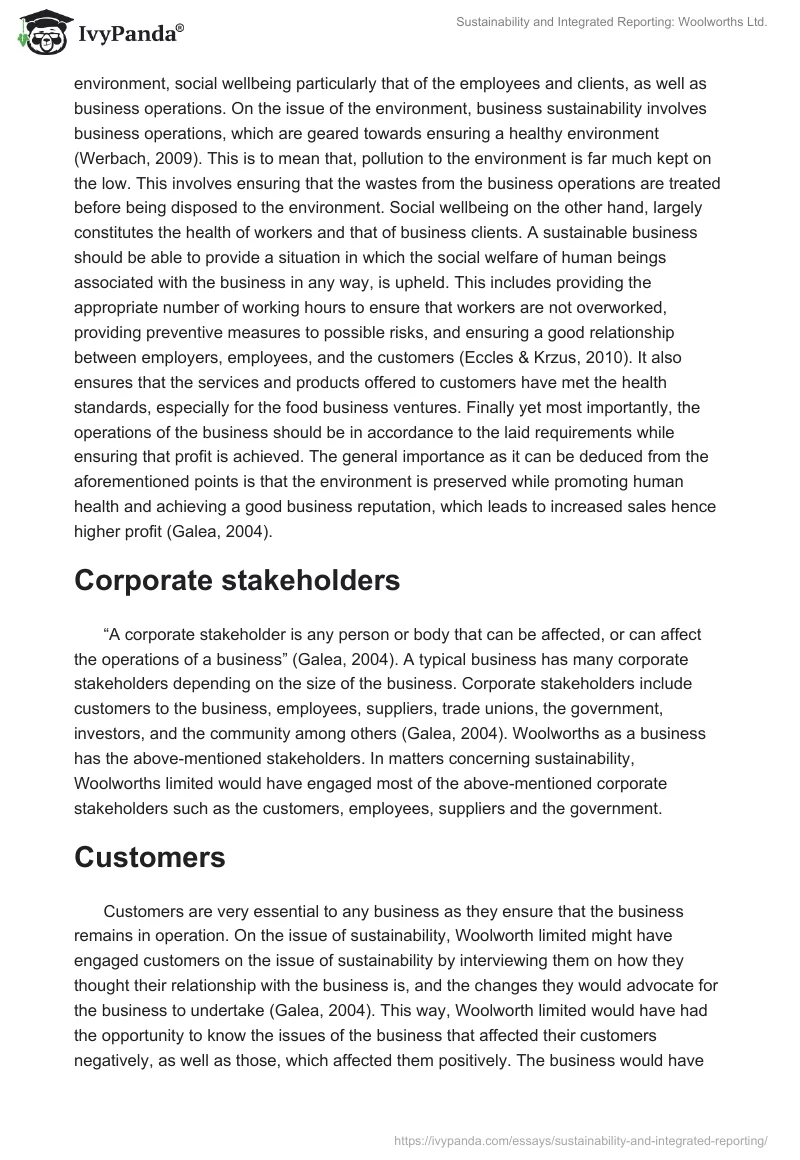 Sustainability and Integrated Reporting: Woolworths Ltd.. Page 2