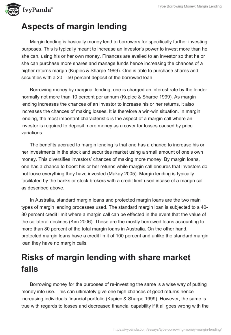 Type Borrowing Money: Margin Lending. Page 3
