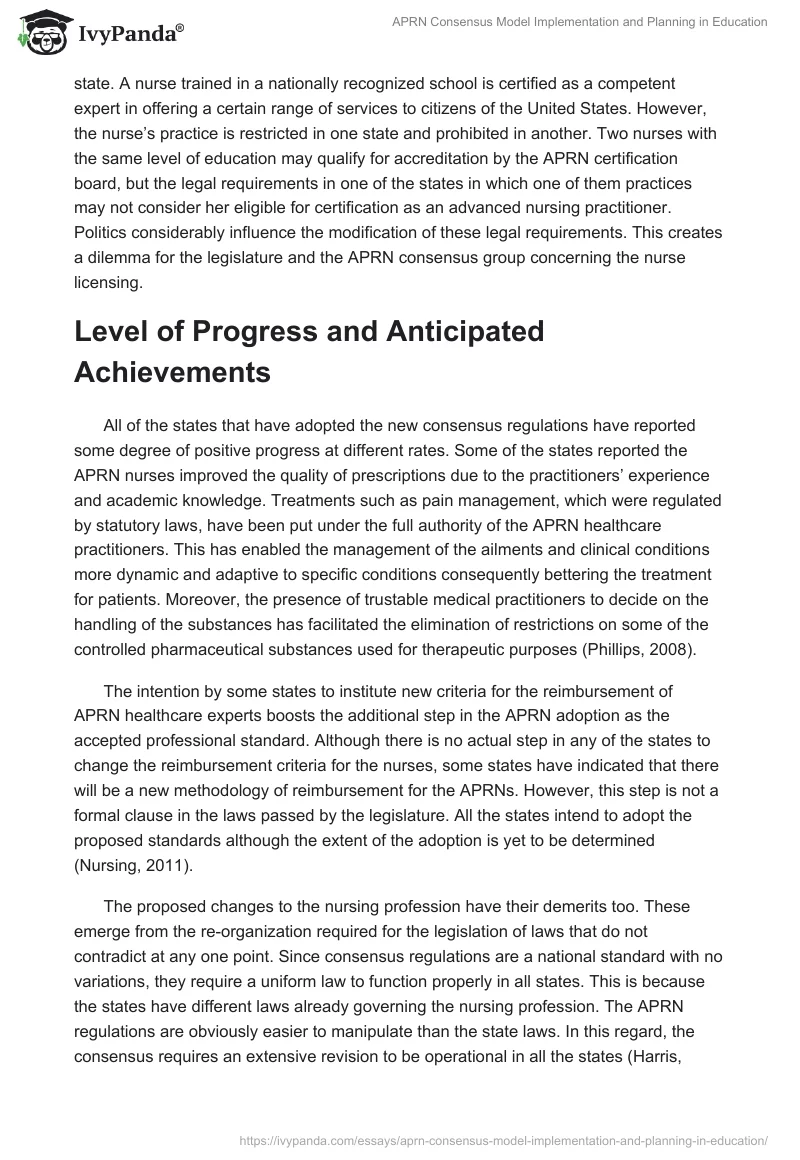 APRN Consensus Model Implementation and Planning in Education. Page 4