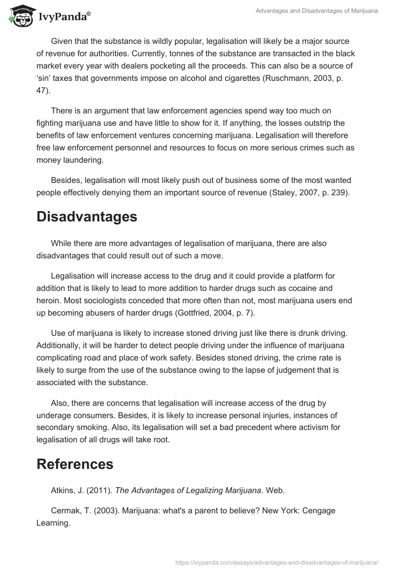 Advantages and Disadvantages of Marijuana. Page 2