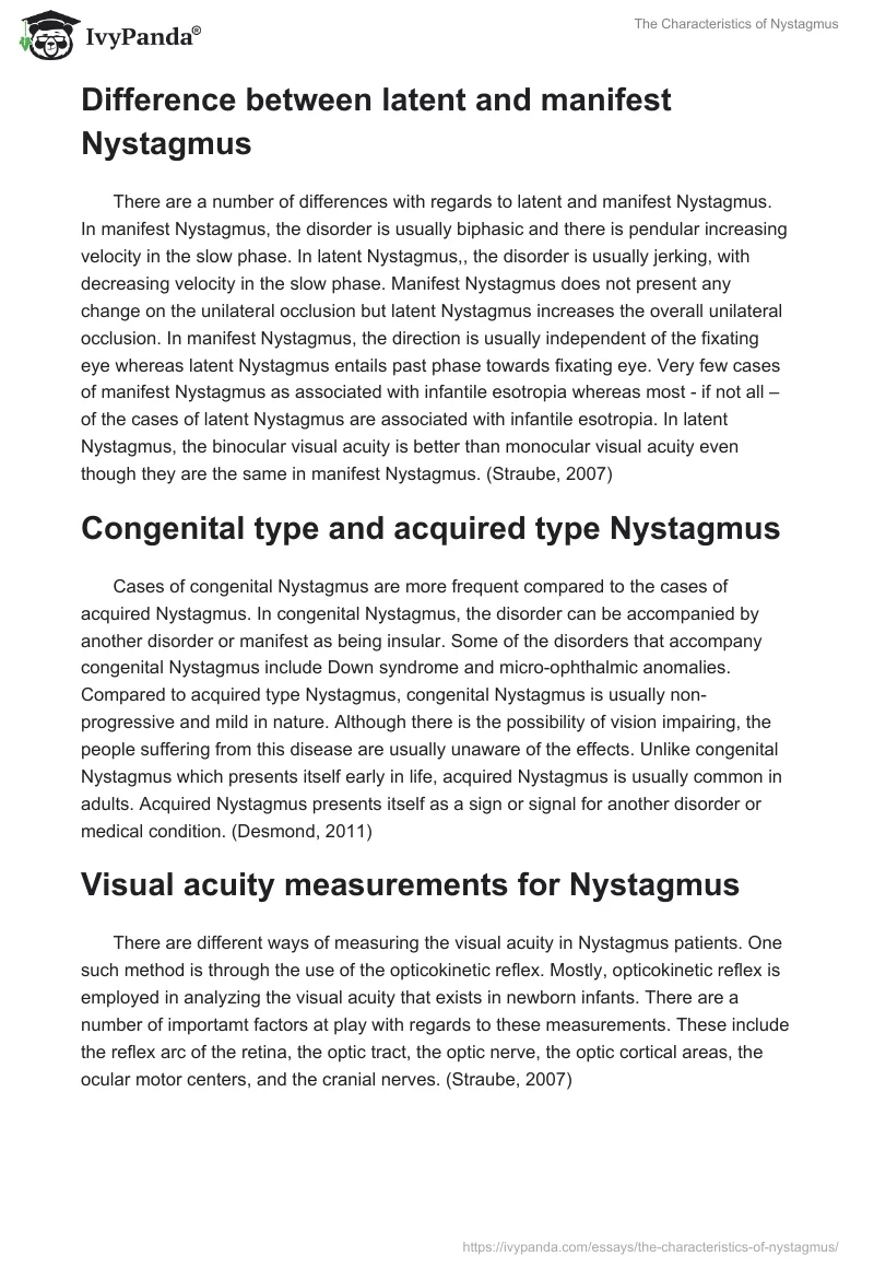 The Characteristics of Nystagmus. Page 3