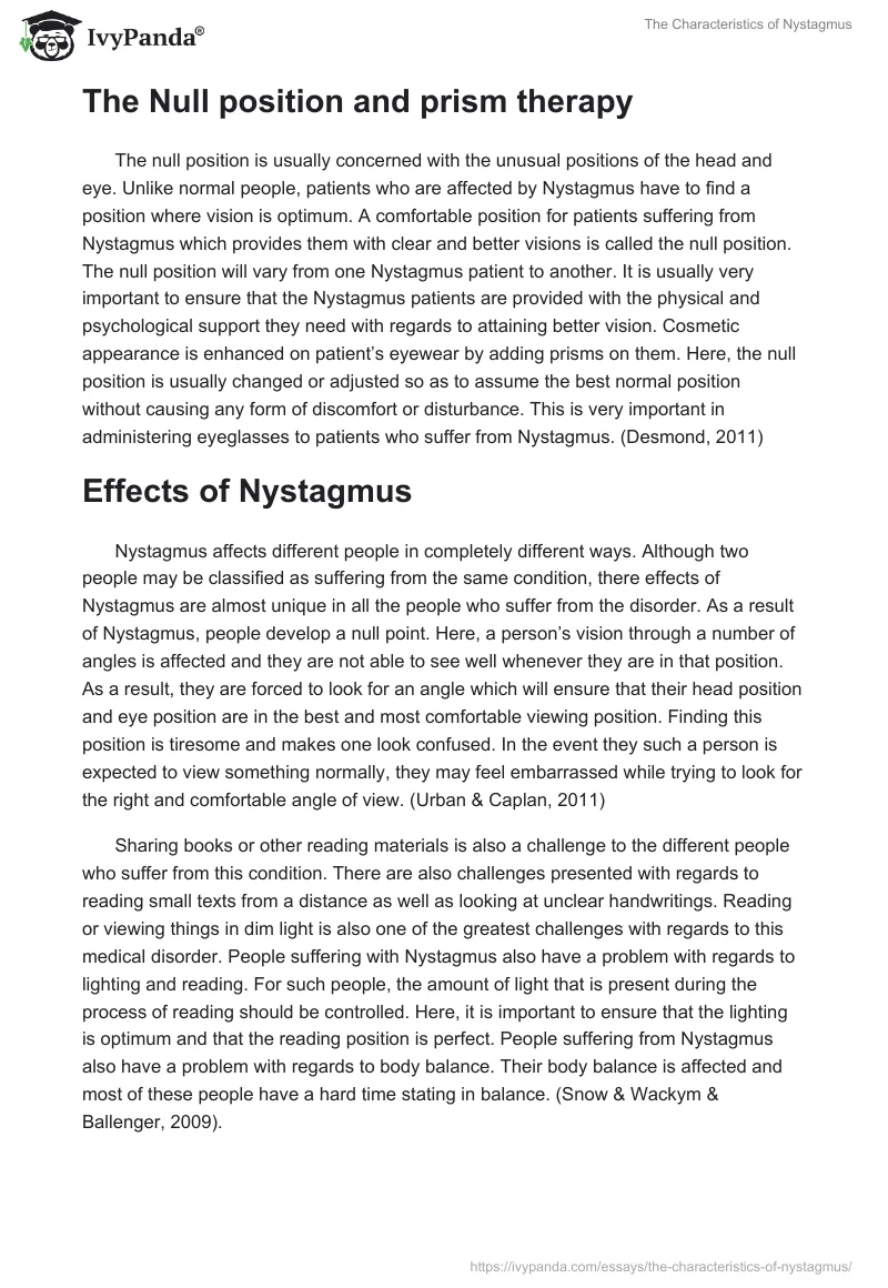 The Characteristics of Nystagmus. Page 4