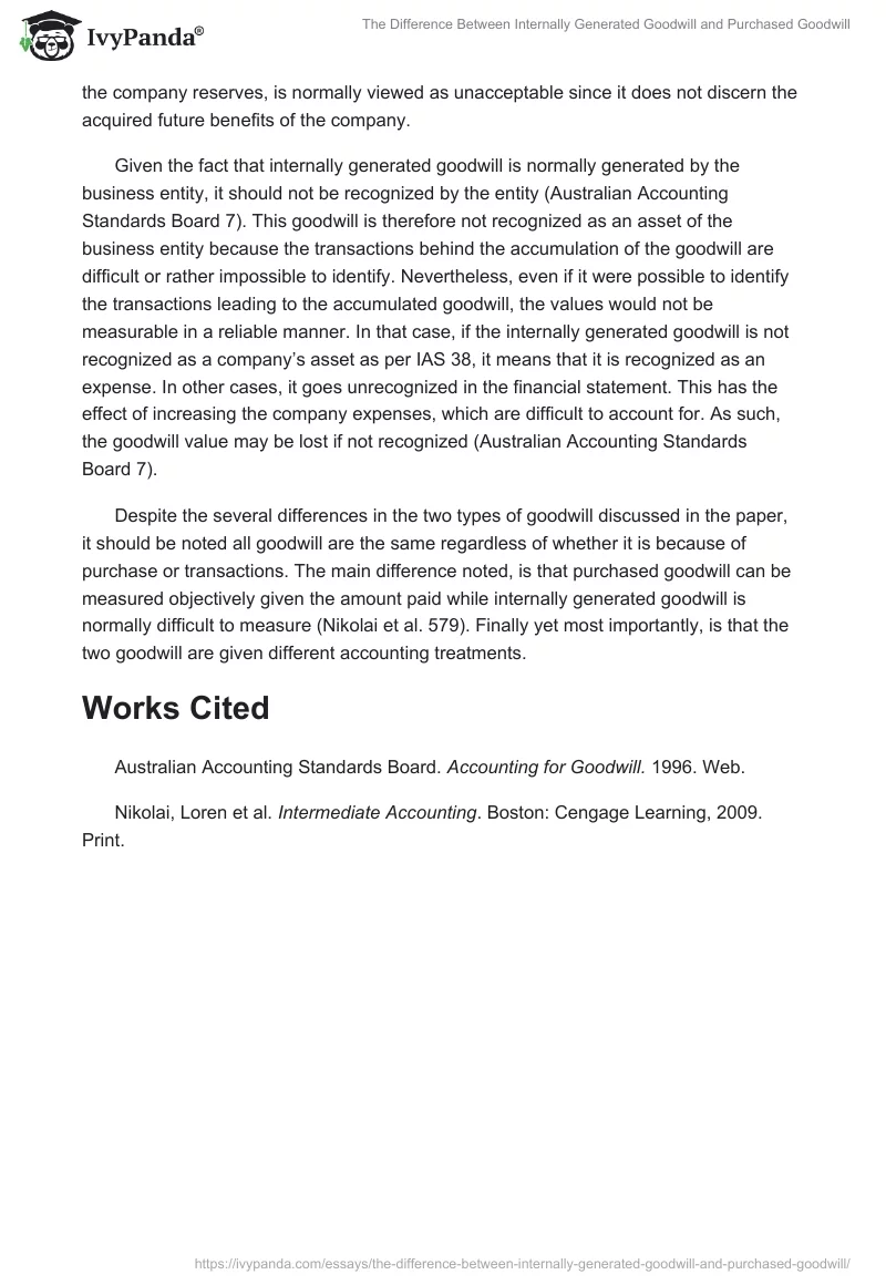 The Difference Between Internally Generated Goodwill and Purchased Goodwill. Page 2