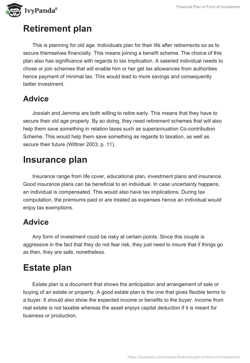 Financial Plan in Form of Investment. Page 3
