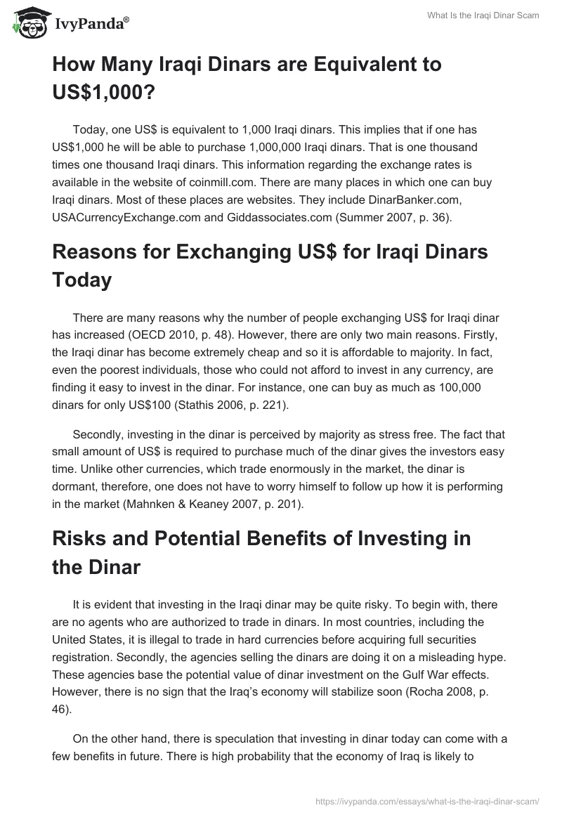 What Is the Iraqi Dinar Scam. Page 2
