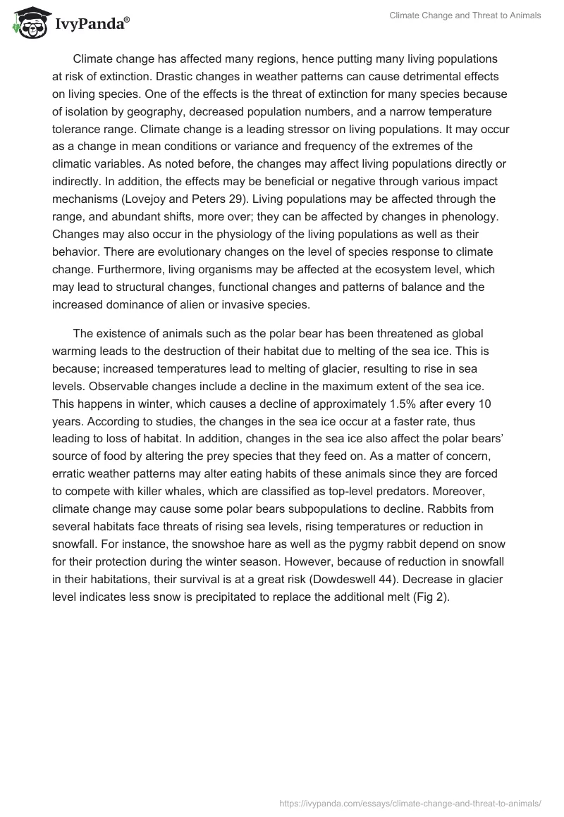 Climate Change and Threat to Animals. Page 2