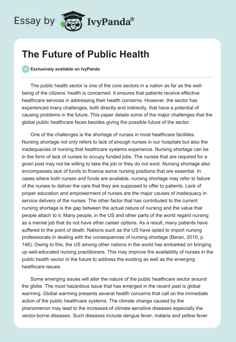 The Future of Public Health. Page 1