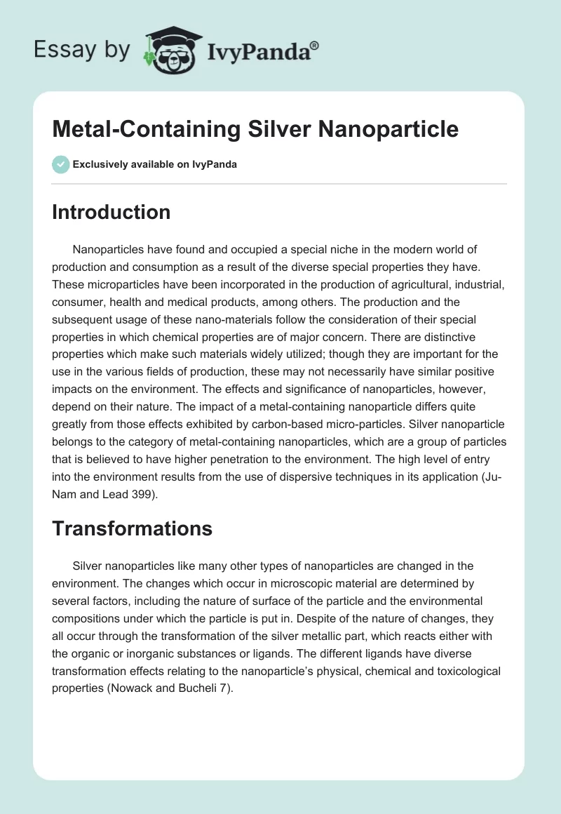 Metal-Containing Silver Nanoparticle. Page 1